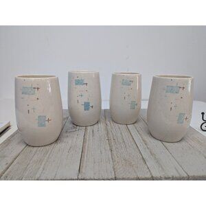 Vintage Set of 4 Vernonware Metlox Heavenly Days 5" Tumblers Cups Glasses MCM